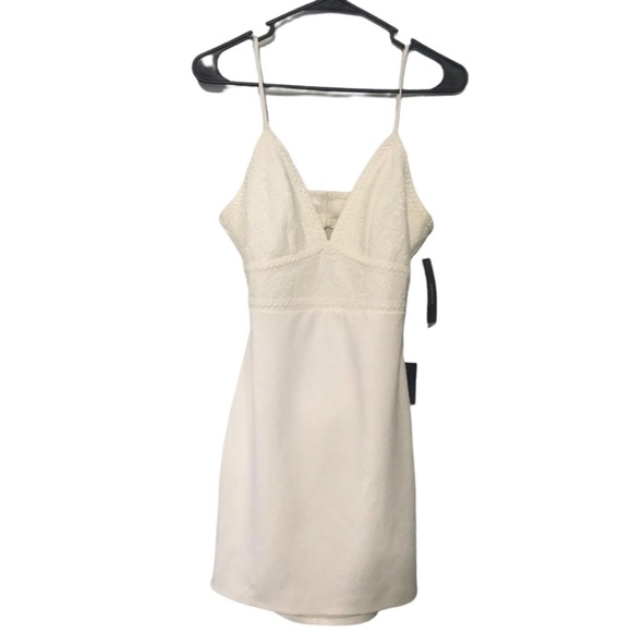 Lulus Mini off-white spaghetti strap body con dress. Size Small. - Picture 2 of 10